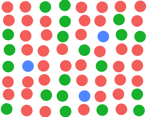 Thanks to featural attention (to color in this case), you should be able to find the blue circles very quickly.